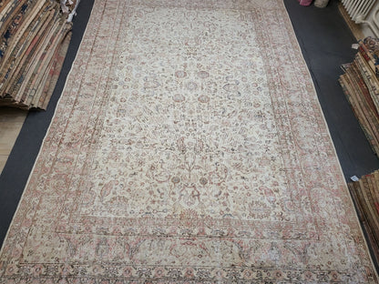 Large OUSHAK RUG, TURKISH Oushak 8.2 x 11.9 Rug, Distressed Rug, Vintage Persian Rug, Wool Oriental Rug, Handmade Rug, Vintage Muted Rug