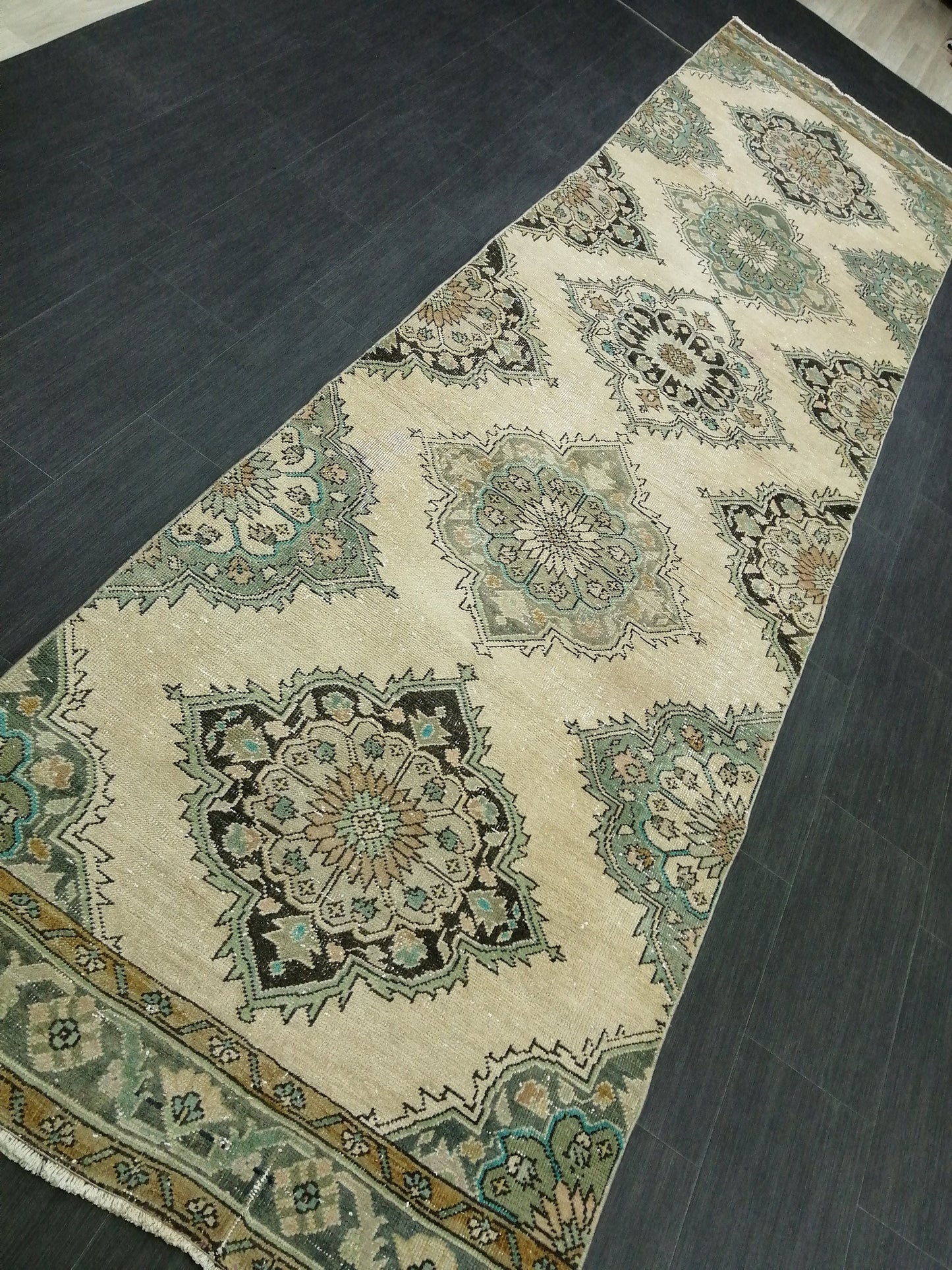 12.8X3.5 Oushak Runner Rug Turkish Runner Rug Vintage Runner Rug Hallway Runner Rug Kitchen Runner Rug Wool Runner Rug Wool Oushak Rug