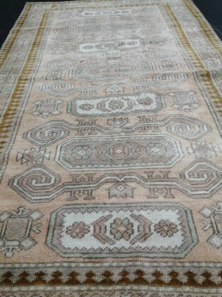 WOOL RUGS, 3.3 x 5.9 Vintage Turkish Oushak  Rug, Hand woven Rug, Persian Living Room Rug, Oriental Rug, Farmhouse Rug,Knotted Rug