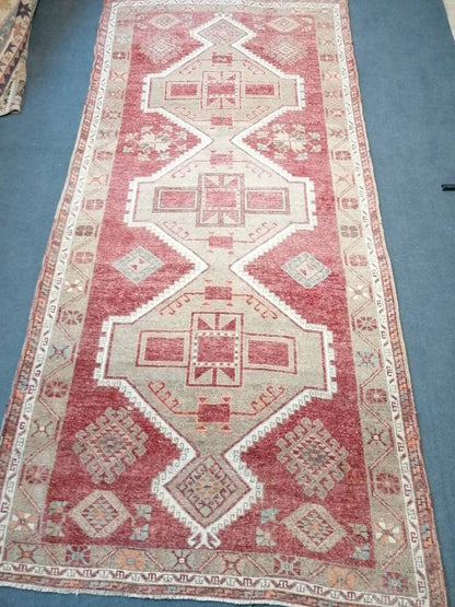 Oushak runner wool rug, long turkish runner 5'5x11'5 vintage handmade runner,hallway runner