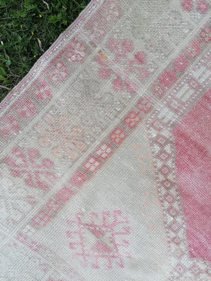 Vintage rug 3'11x6'9 oushak rug,anatolian rug,unique hand made rug