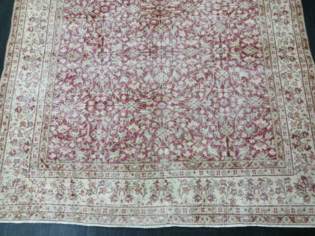 Vintage Turkish Rug 6.6 x 10. 3 Muted Oushak Rug Muted Vintage  Rug Wool Oushak Rug Hand Made Rugs Vintage 7x10 Turkish Rug