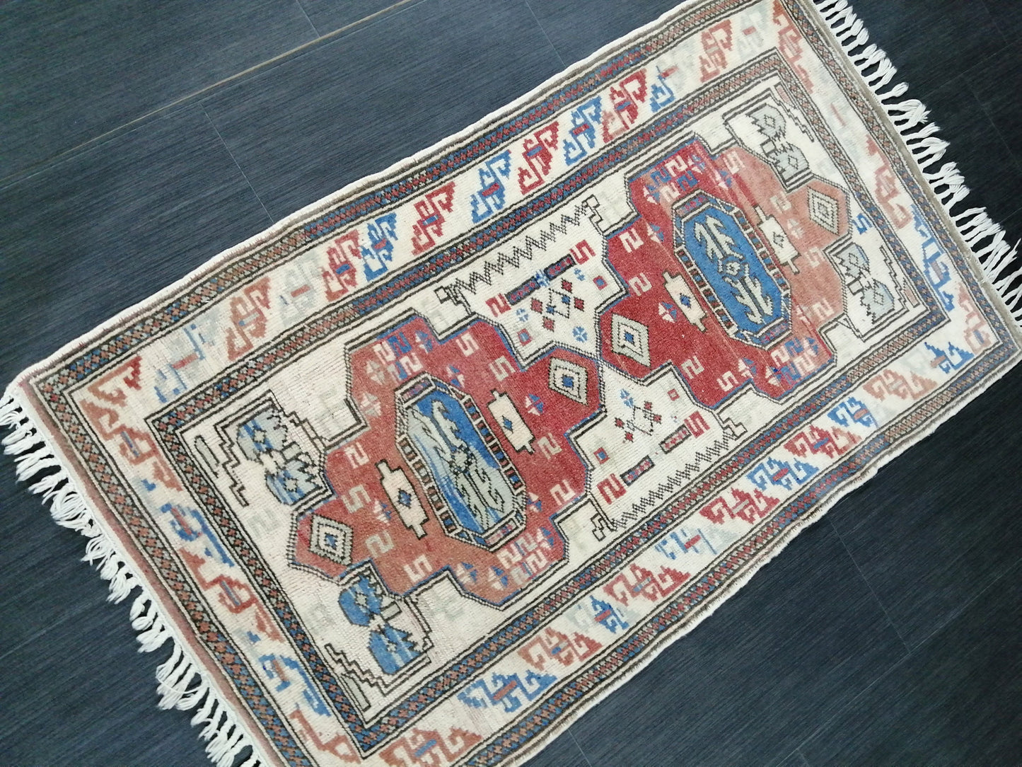 Vintage Rug, Wool rug 4.4 X 2.6 RUG Hand Made Rug, Oushak Rug, Rustic Rug, Bohemian Rug, Rug Runner, Turkish Rug, Farmhouse Rug,