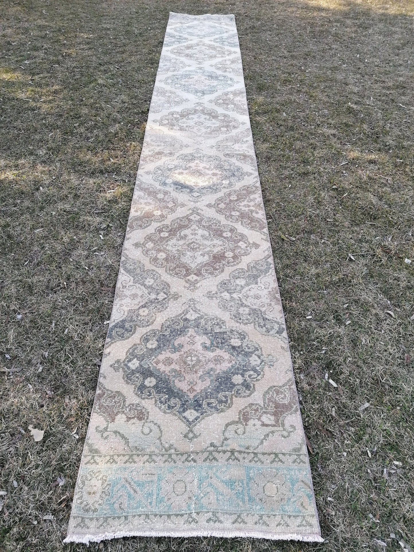 2.6 x 17.3 extra long vintage runner, oushak runner rug hallway runner, vintage anatolian rug