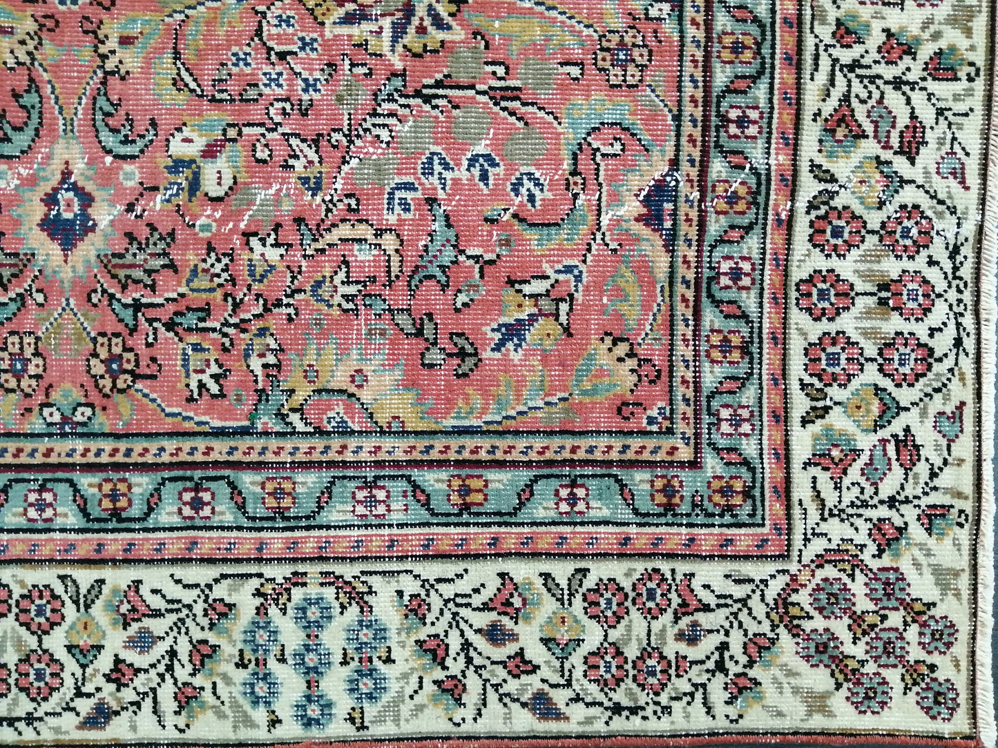 Floral OUSHAK RUG 10.2 x 6.2  TURKISH Rug Oriental Vintage Wool Rug Hand Made Rugs Vintage Turkish Rug