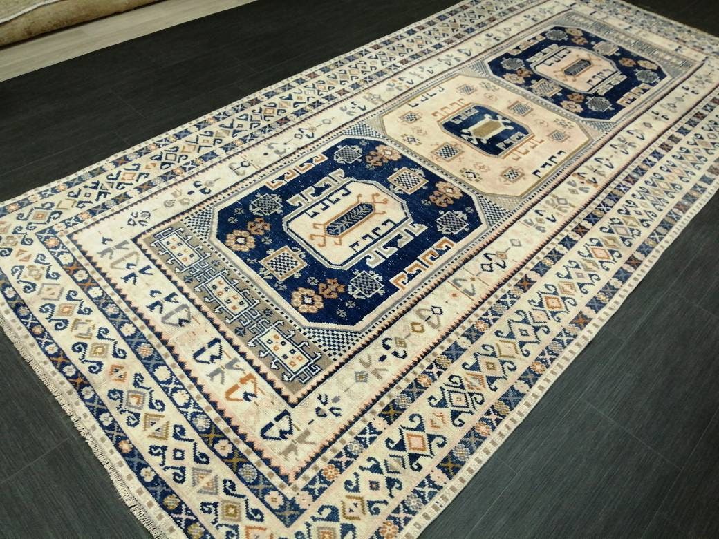 Vintage Hand Made Rug, 4.7x10 Oushak Rug, Turkish Rugs, Bohemian Rug, Persian Rug  Turkish Rug, 5x10 Rug, Vintage Rug Wool Rug Oriental Rug
