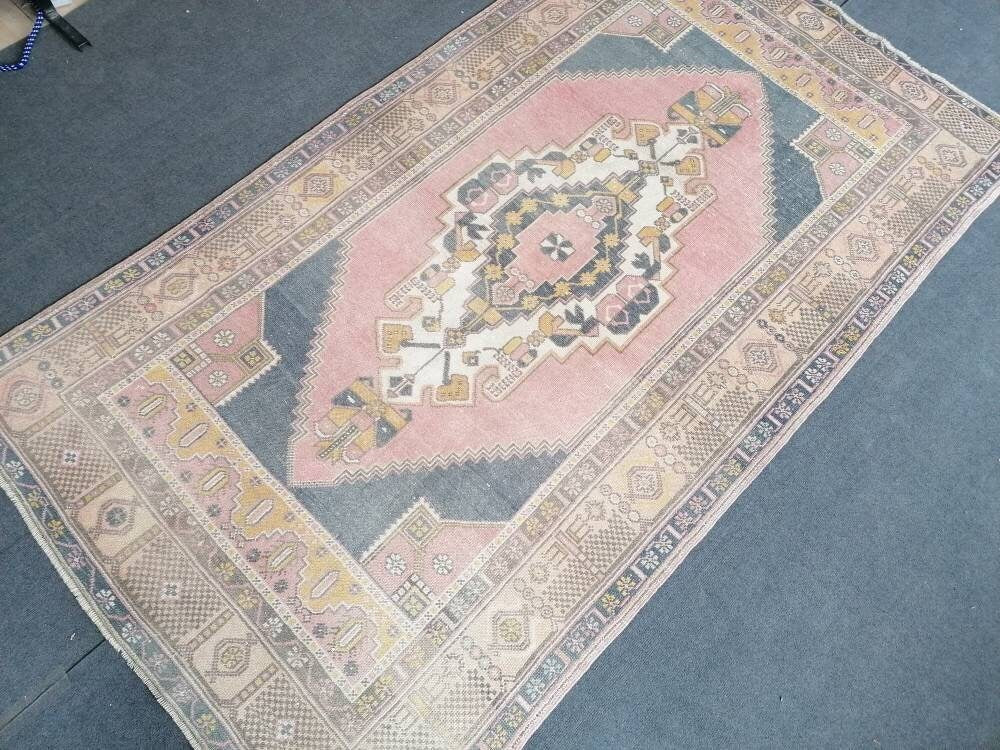 Oushak turkish wool rug 4'6x8 turkish handmade rug, vintage rug,kitchen rug, living room rug, bohemian rug