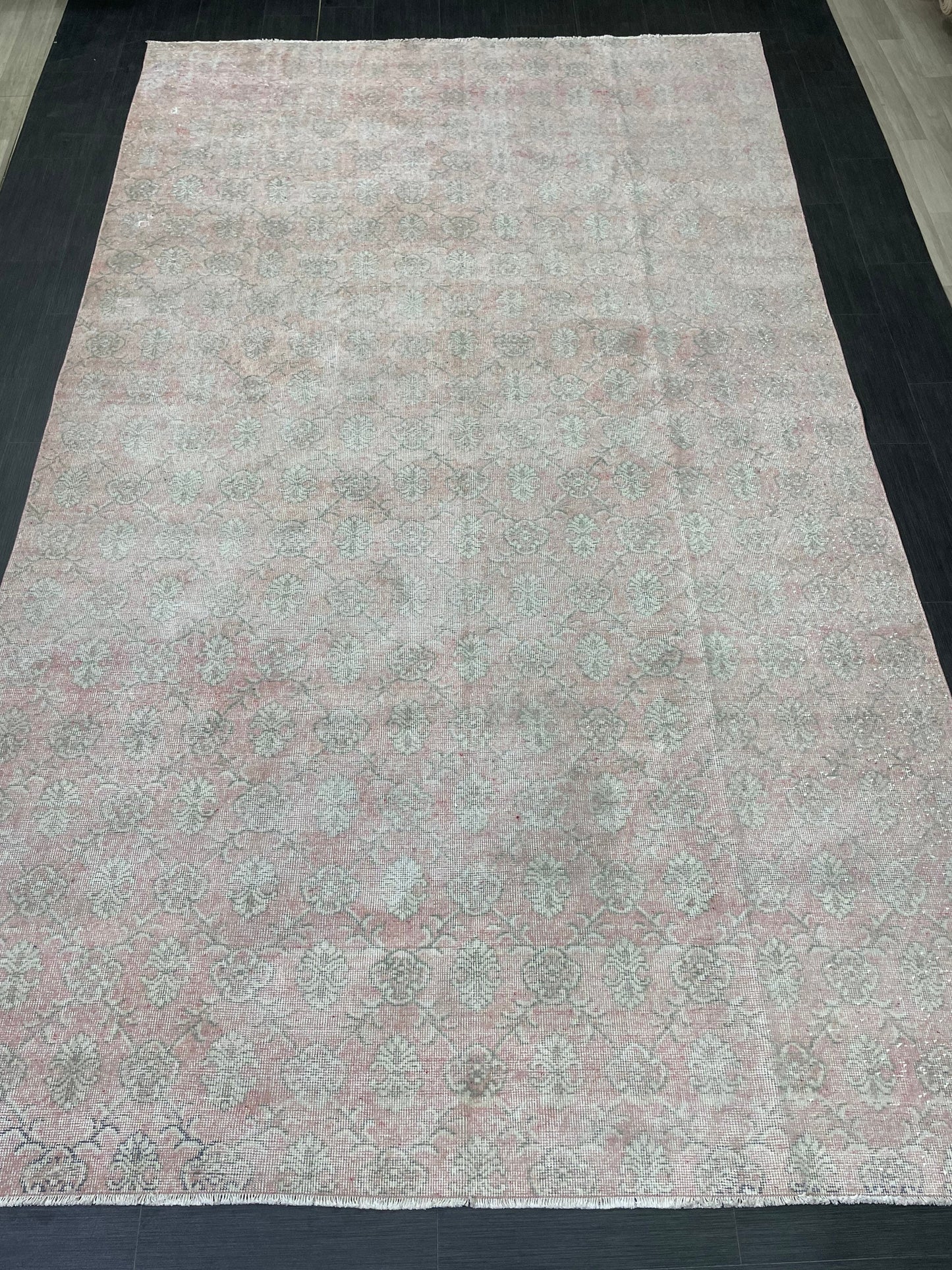 Large Muted Oushak Rug 7.2 x 12 Distressed Rug Vintage Turkish Rug Hand Knotted Rug Vintage Handmade Persian Rug