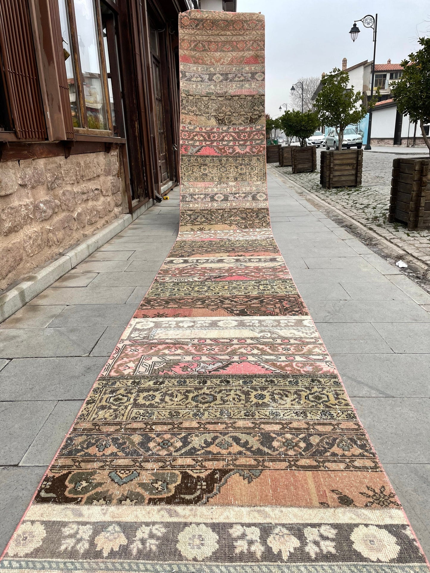 Staircase Runner Rug 2.8 x 30 ft Extra Long  TURKISH Runner Rug Vintage Runner Rug Oriental Runner Rug Patchwork Runner Hand Knotted Runner