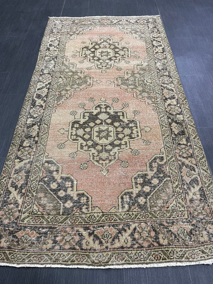 Turkish Oushak 3.4 x 6.8 Rug Handmade Rug, Rustic Rug Hand Knotted Rug Muted Turkish Rug, Farmhouse Rug, Vintage Rug, Wool rug