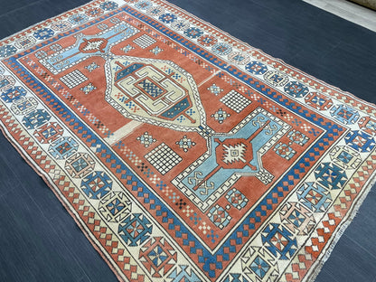 Vintage Oushak Rug 4.7 x 7 Vintage Rug Wool Antique Rug Hand Made Rugs Vintage Turkish Rug OUSHAK RUG TURKISH Oushak Rug