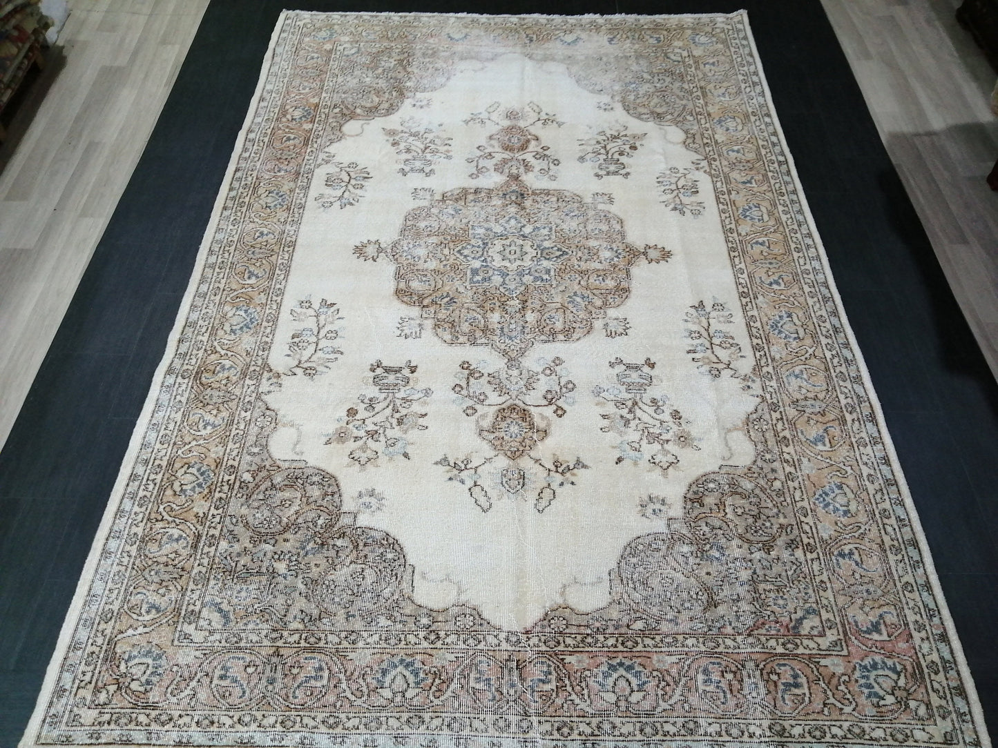 Vintage Rugs TURKISH HAND MADE Rugs   Vintage Turkish Rugs   Orienta Rug 7 x 10.4 Traditional Rug,  Vintage Persian Rug, Wool Rug