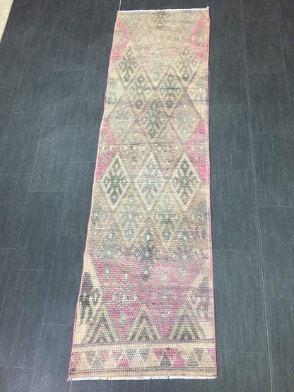 Handmade Runner Rug 2.4 x 8.5 Turkish Runner Rug Vintage Runner Rug Hallway Runner Rug Kitchen Runner Rug Wool Runner Rug Wool Oushak Rug