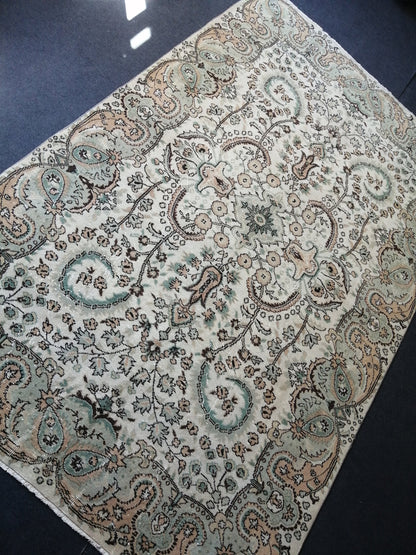 6.6 x 10.3 Vintage Rugs  TURKISH HAND MADE Rugs   Vintage Turkish Rugs   Oushak Rug  Turkish Oushak Rug, Vintage Oushak Rug, Wool Rug