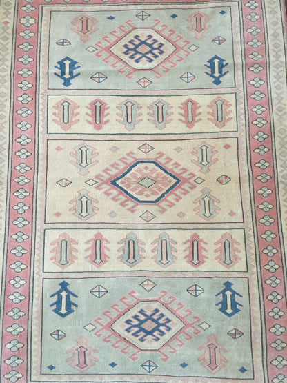 4x6 feet etnique design turkish bedroom rug, handmade kitchen floor rug, oushak bathroom area rug,persian motif large rug,hallway middle rug