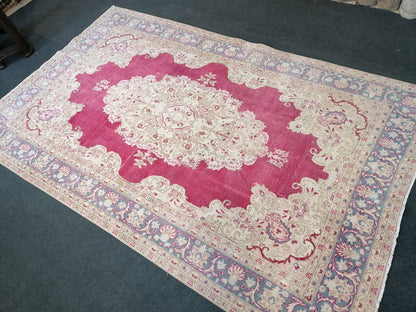5.3 x 8.5 Bohemian pink rug, anatolian rug, wool vintage rug, turkish rug, hand knotted rug