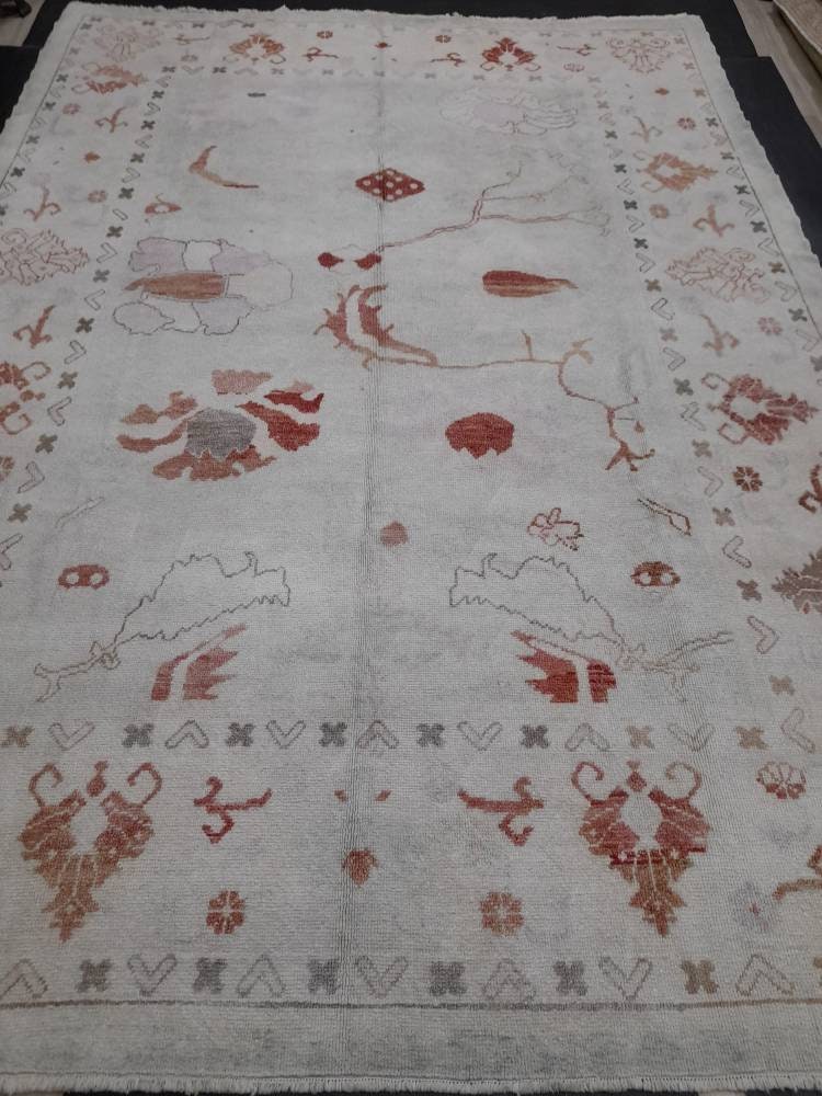 8.8 x 12.3 Muted Vintage OUSHAK RUG TURKISH Muted Oushak Rug Vintage Rug Wool Oushak 9x12 Rug Hand Made Rug Authentic Oushak Rug