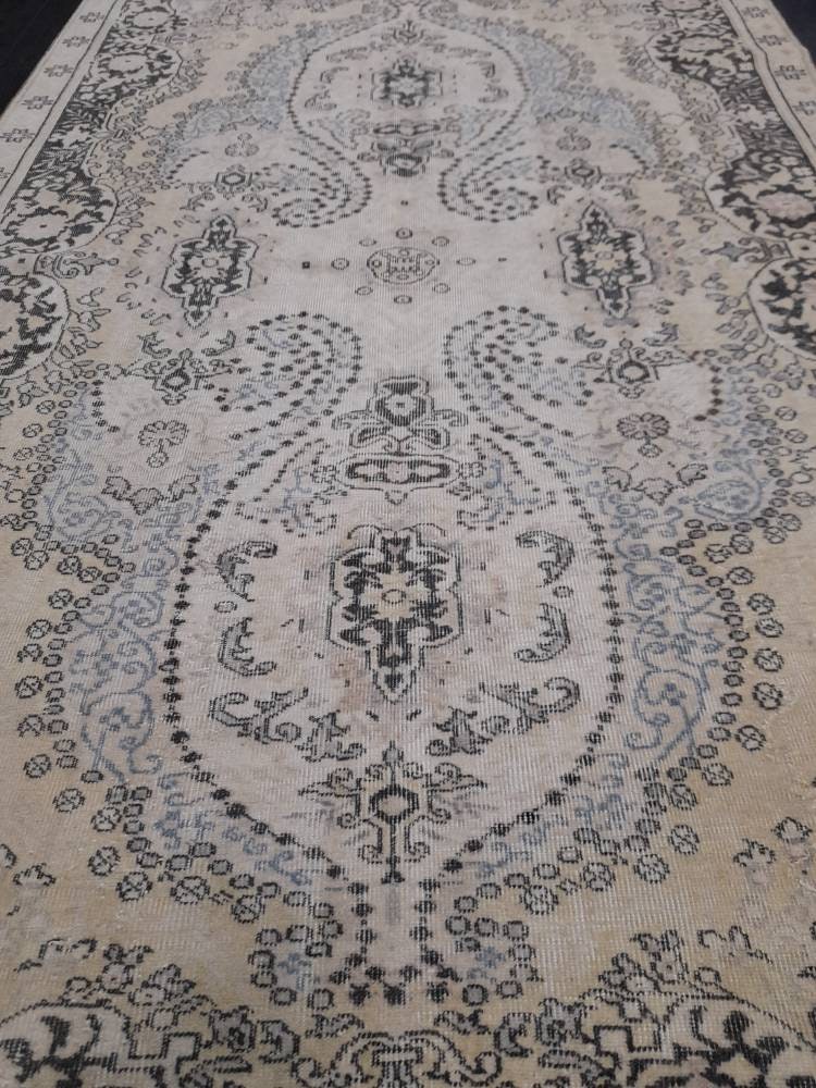 WOOL RUG Vintage 6 x 9.7 Rug Turkish Oushak  Rug, Hand Knotted Rug Persian Living Room Rug Oriental Rug Farmhouse Rug Knotted Rug 6x10 rug