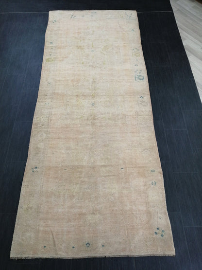 4.6 x 11.5 Muted Wool Runner Rug  Muted Oushak Runner Rug Turkish Runner Rug Vintage Runner Rug Hallway Runner Rug Kitchen Runner Rug