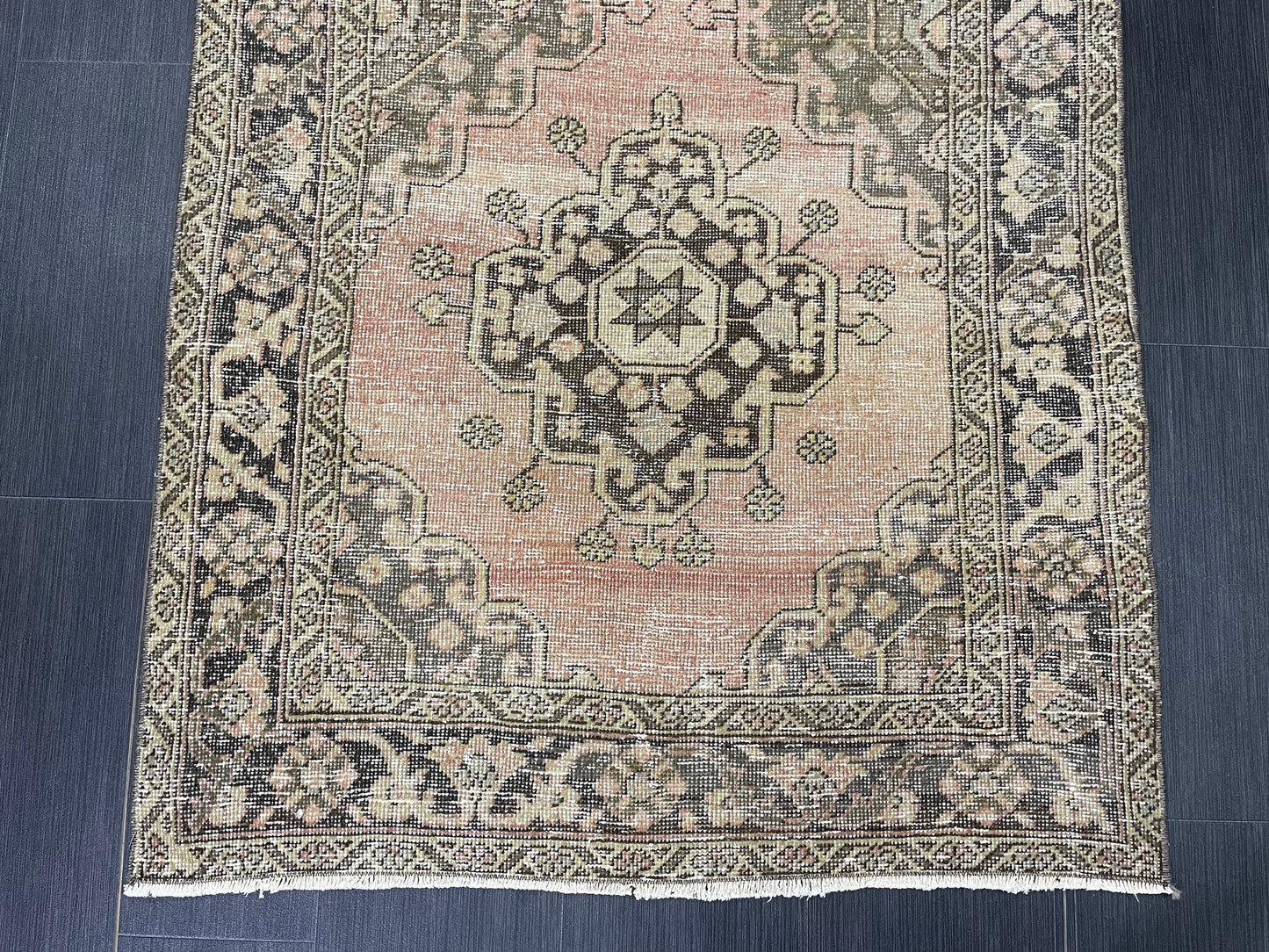 Turkish Oushak 3.4 x 6.8 Rug Handmade Rug, Rustic Rug Hand Knotted Rug Muted Turkish Rug, Farmhouse Rug, Vintage Rug, Wool rug