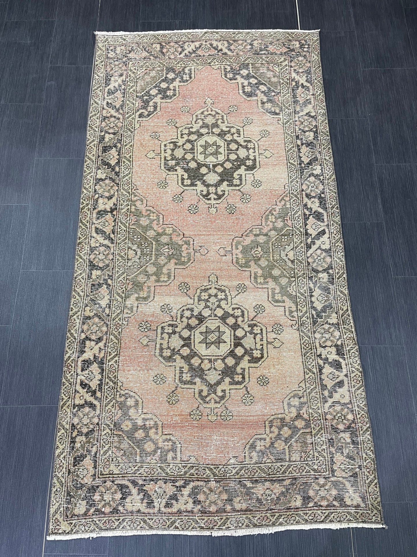 Turkish Oushak 3.4 x 6.8 Rug Handmade Rug, Rustic Rug Hand Knotted Rug Muted Turkish Rug, Farmhouse Rug, Vintage Rug, Wool rug