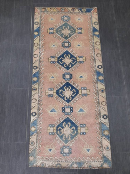 Muted Oushak Runner 2.4 x 5.5 Turkish Runner Rug Vintage Runner Rug Hallway Runner Rug Kitchen Runner Rug Wool Runner Rug Wool Oushak Rug