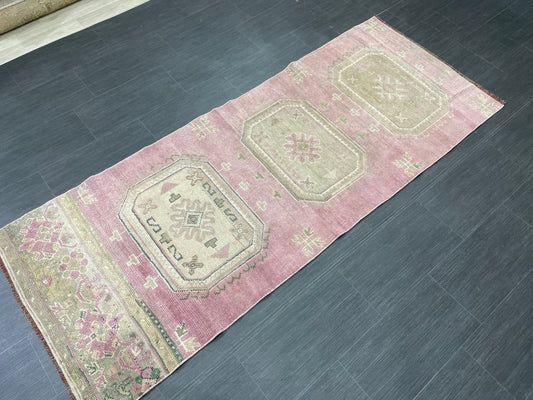 Short Oushak Runner Rug 3 x 7.5 Turkish Runner Rug Vintage Runner Rug Hallway Runner Rug Kitchen Runner Rug Wool Runner Rug Wool Oushak Rug