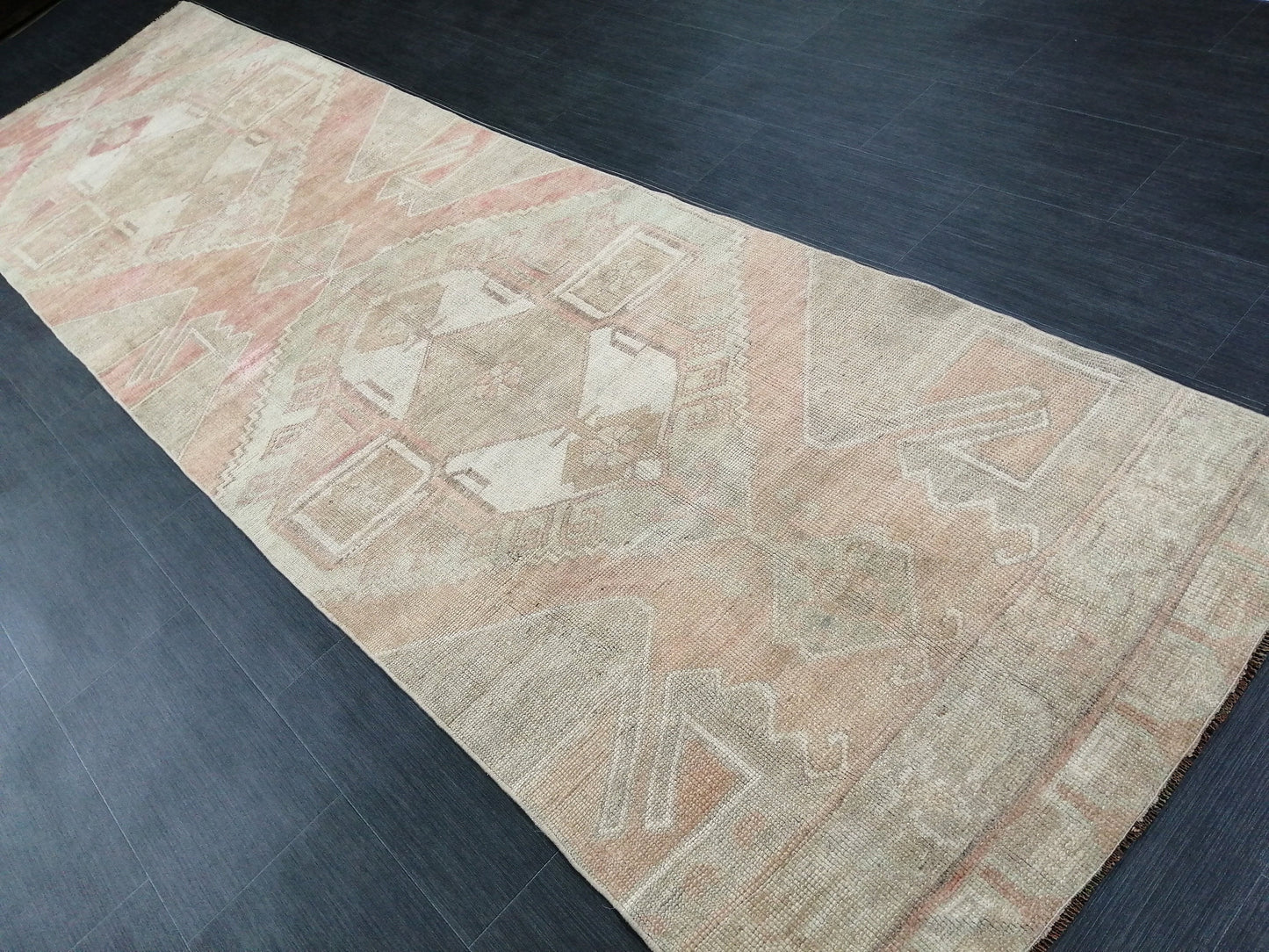 11.5 x 3.3  Muted Oushak Runner Rug Turkish Runner Rug Vintage Runner Rug Muted Hallway Runner Rug Kitchen Runner Rug Wool Runner