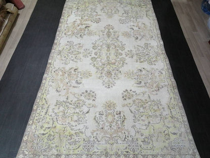 Floral Muted RUG 10.6 x 6 Muted TURKISH Rug Oriental Vintage Wool Rug Hand Made Rugs Vintage Large Turkish Rug