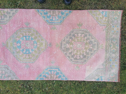 Turkish runner 10'2x2'7 vintage runner, kitchen runner rug,oushak runner rug, hallway runner