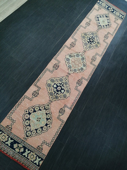Oushak Runner Rug 2.3 x 11.7  Muted Vintage Runner Rug Hallway Runner Rug Kitchen Runner Rug Wool Runner Rug Wool Oushak Rug