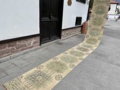 Muted Extra Long Turkish Runner Vintage 2.5 x 20.2 Stairs Runner Rug Vintage Runner XL Oriental Runner Staircase Handmade Runner Rug