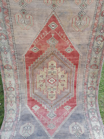 8'8x4'3 vintage rug, vintage oushak rug, unique hand made rug, kitchen area rug, bohemian traditional rug