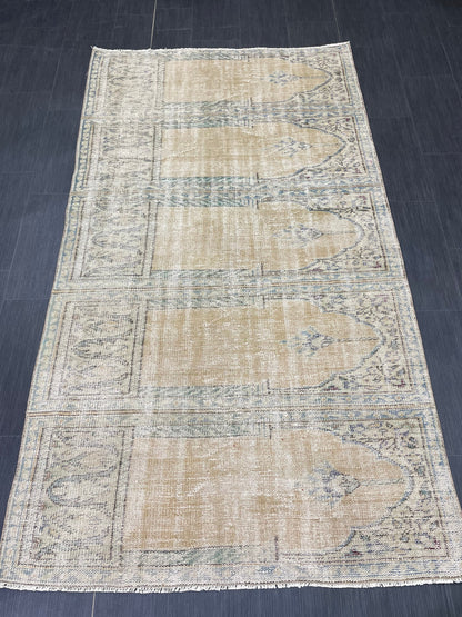 Oriental RUG TURKISH Rug 4.3 x 7.6 Vintage Oushak Rug Vintage Persian Rug Wool Meditation Rug Handmade Rugs Vintage Prayer Rug