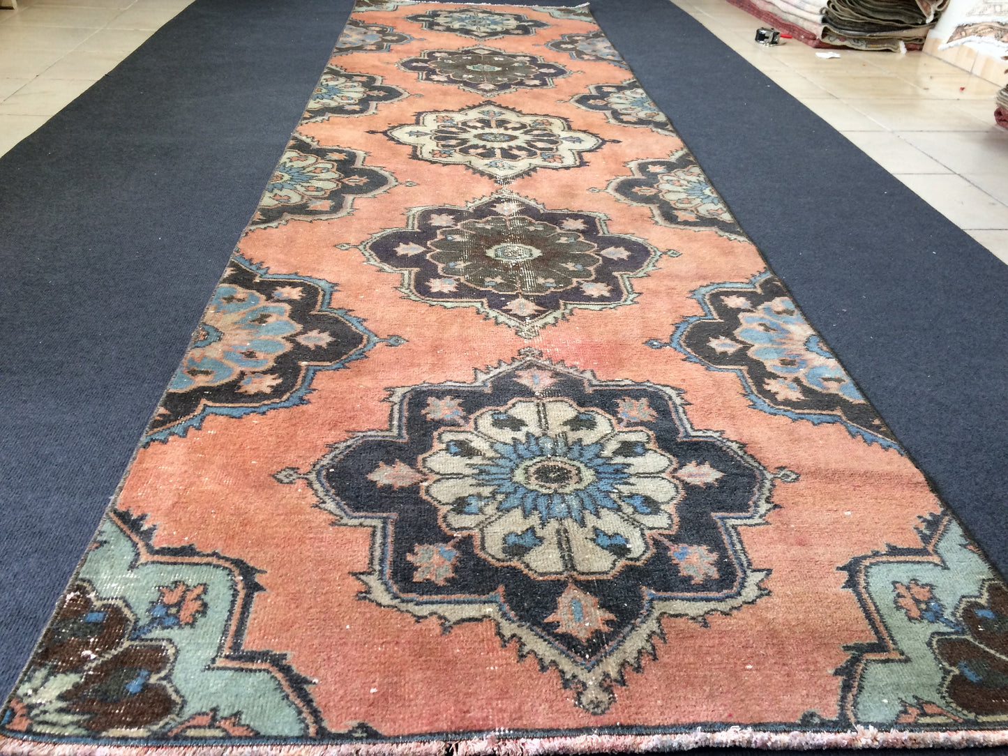 11.4 x 3.2 Turkish Runner Rug Vintage Runner Rug Hallway Runner Rug Oushak Runner Rug  Kitchen Runner Rug Wool Runner Rug Wool Oushak Rug