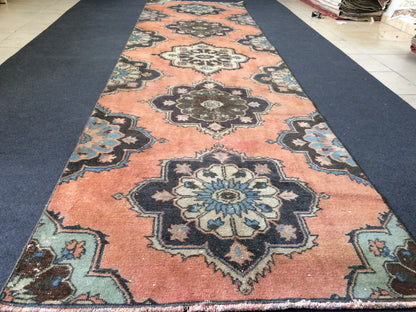 11.4 x 3.2 Turkish Runner Rug Vintage Runner Rug Hallway Runner Rug Oushak Runner Rug  Kitchen Runner Rug Wool Runner Rug Wool Oushak Rug