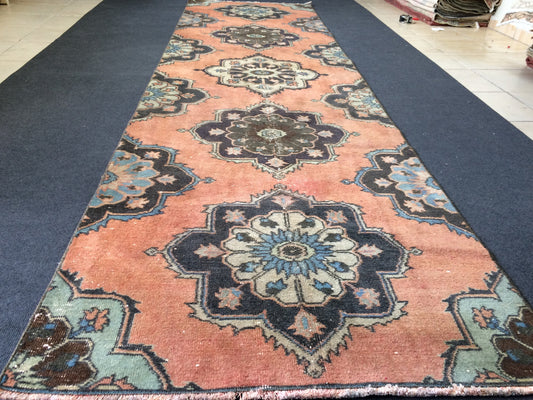 11.4 x 3.2 Turkish Runner Rug Vintage Runner Rug Hallway Runner Rug Oushak Runner Rug  Kitchen Runner Rug Wool Runner Rug Wool Oushak Rug