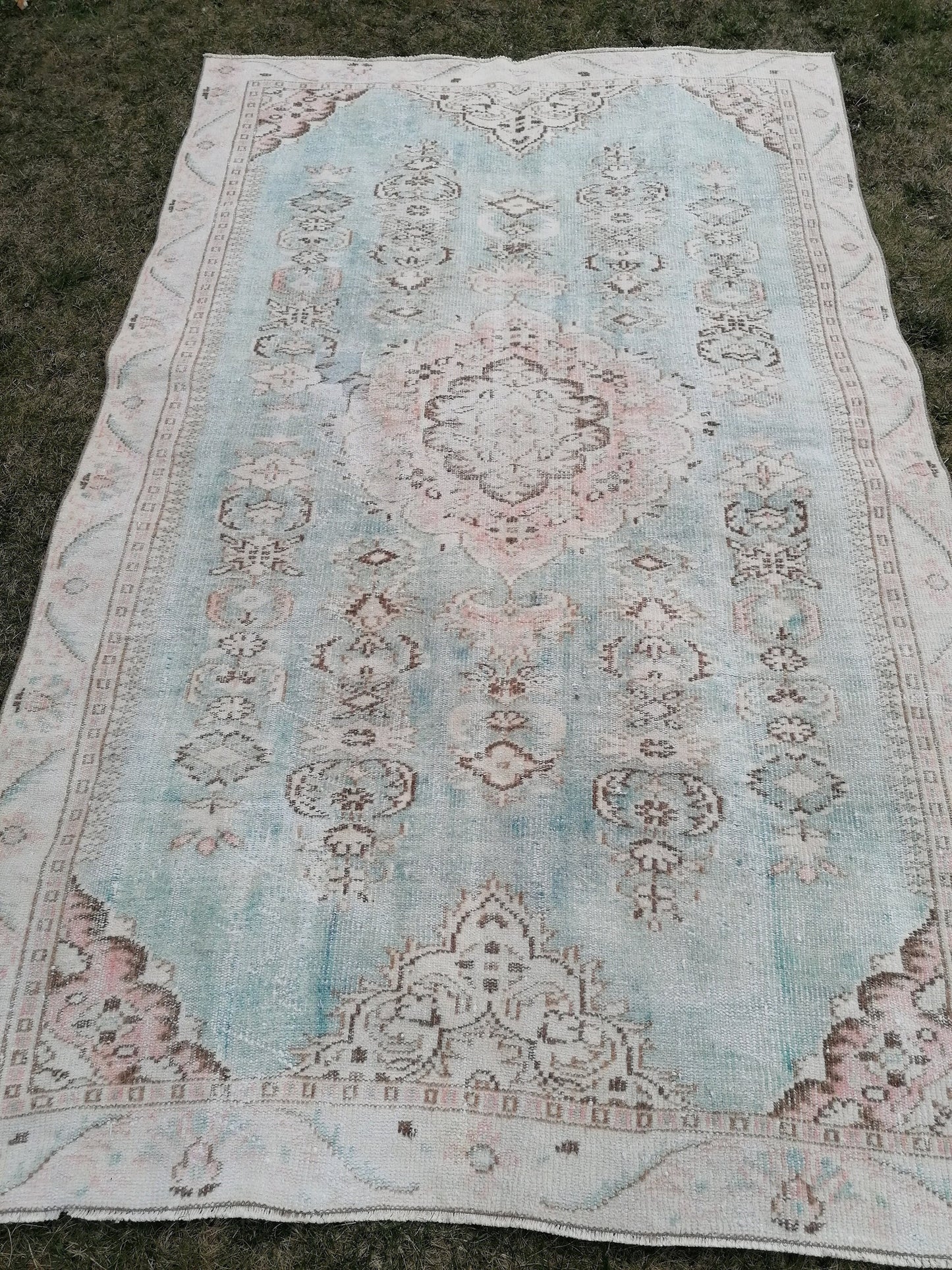 Vintage rug,5'8x9 wool oushak rug, handmade area rug