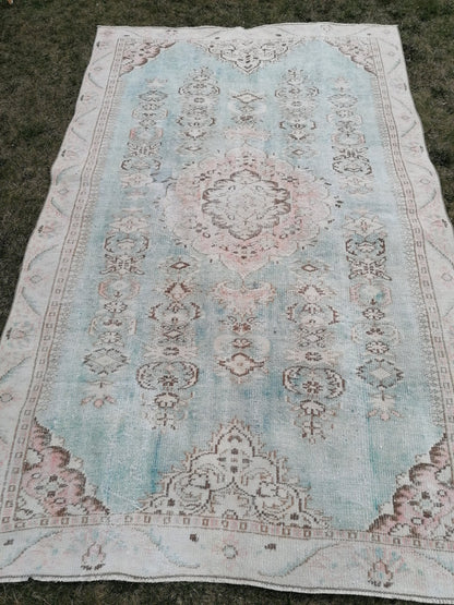 Vintage rug,5'8x9 wool oushak rug, handmade area rug