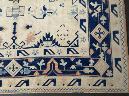 Oriental RUG 9x12 Oushak Rug Turkish Vintage Persian Rug Navy Vintage Rug Fine Wool Oushak Rugs Antique Turkish Rug Muted Living room Rug