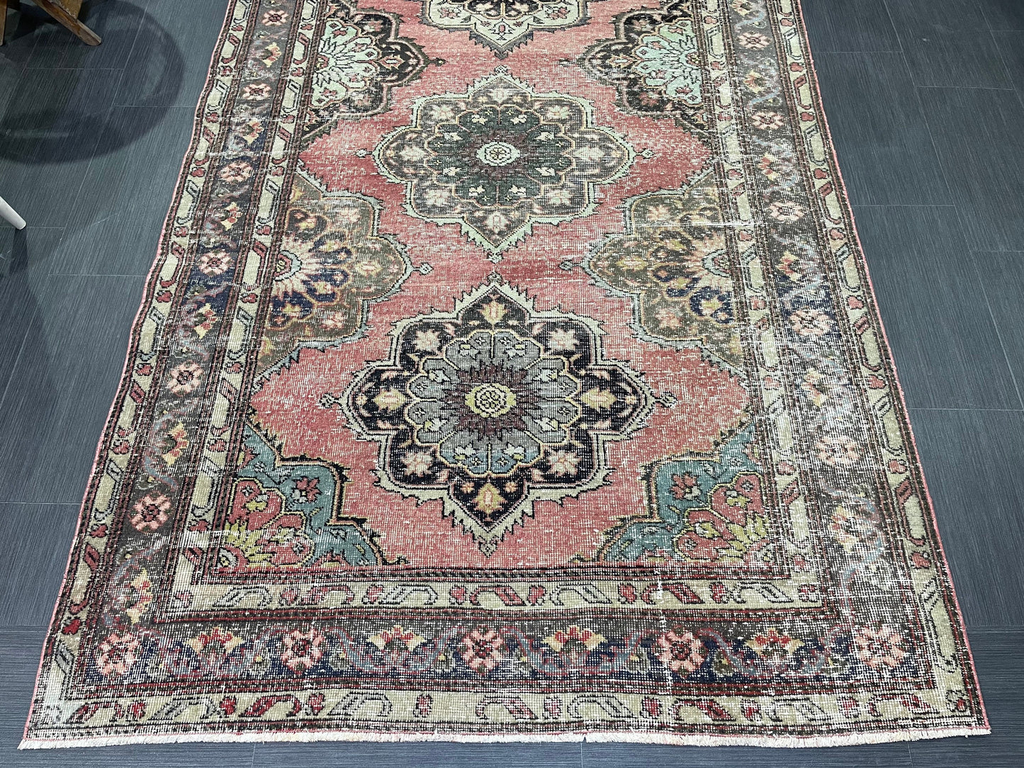 Vintage Runner Rug, Turkish 4.8 x 11.8 Runner Rug, Varigated Red Vintage Runner Rug Hallway Runner Rug Kitchen Runner Rug Wool Runner