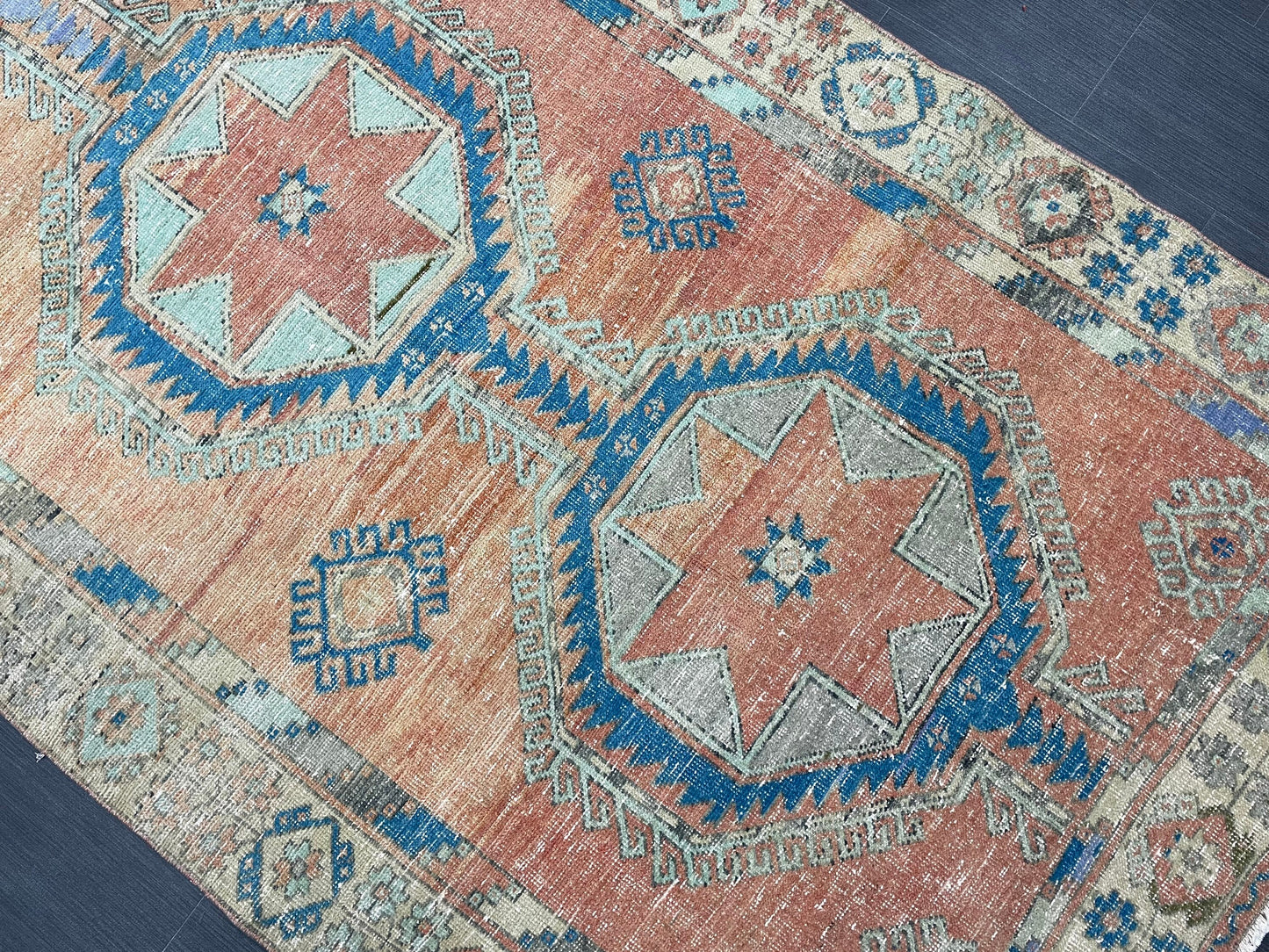 Oushak Runner Rug Turkish 4.6 x 12.5 Runner Rug Vintage Runner Rug Hallway Runner Rug Kitchen Runner Rug Wool Runner Rug Wool Oushak Rug