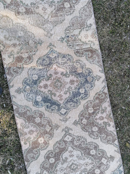 2.6 x 17.3 extra long vintage runner, oushak runner rug hallway runner, vintage anatolian rug