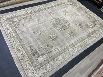 Large Muted Oushak Rug Large Area Antique 8.4 x 12.2 Vintage Turkish Rug Hand Knotted Rug Vintage Handmade Persian Rug