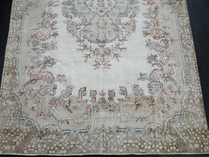 Floral Muted OUSHAK RUG 10.3 x 6.6 TURKISH Rug Oriental Vintage Wool Rug Muted Hand Made Rugs Vintage Turkish Rug