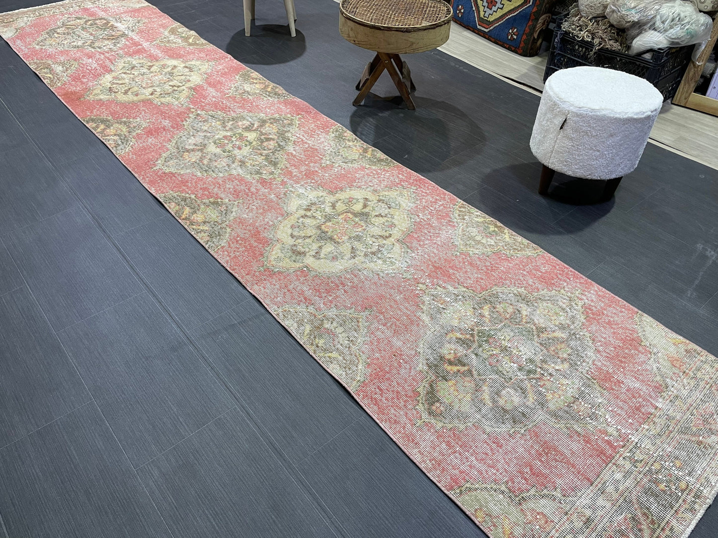 Turkish Runner Rug, Hand Knotted 2.8 x 12.7 Runner Rug, Vintage Runner Rug, Hallway Runner Rug, Persian Kitchen Runner Rug,Handmade Runner