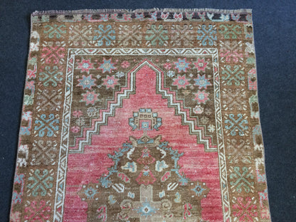 OUSHAK RUG Pink TURKISH Oushak Rug Vintage Oushak Runner Rug Vintage Runner Rug Wool Oushak Rug Hand Made Rugs Vintage Turkish Rug
