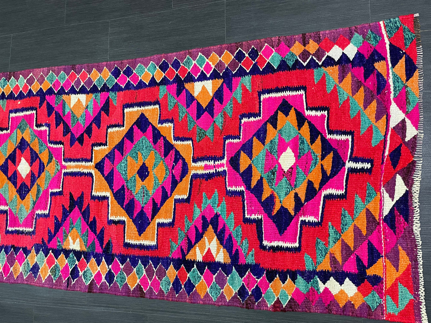 Vintage Runner rug 3 x 9.8 Handmade Flat woven Runner Kilim Runner Rug Boho Oriental Runner Vintage Flat weave Rug Wool Carpet Rug