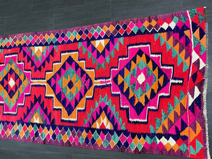 Vintage Runner rug 3 x 9.8 Handmade Flat woven Runner Kilim Runner Rug Boho Oriental Runner Vintage Flat weave Rug Wool Carpet Rug