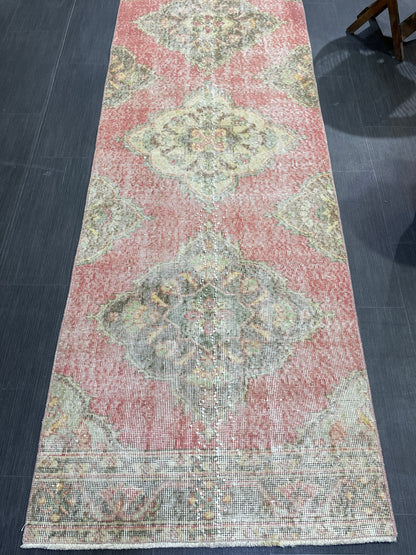 Turkish Runner Rug, Hand Knotted 2.8 x 12.7 Runner Rug, Vintage Runner Rug, Hallway Runner Rug, Persian Kitchen Runner Rug,Handmade Runner